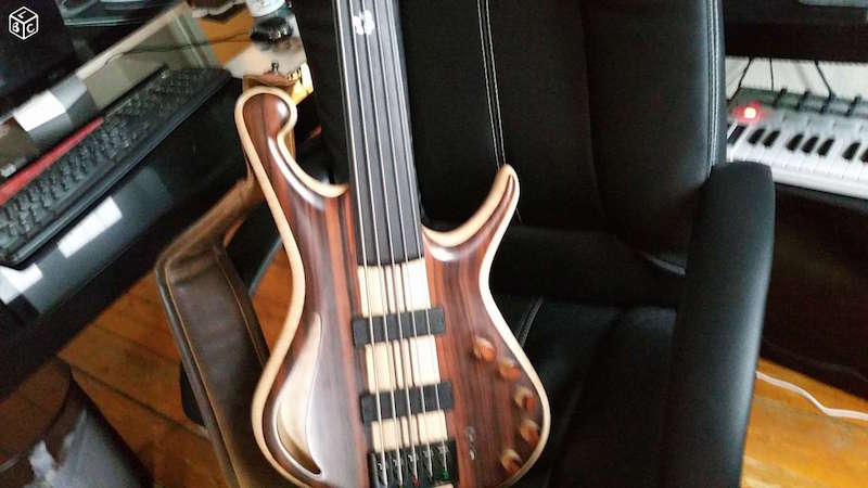 Photo : BASSE  FRETLESS  DE LUTHIER 5 CORDES LUTHMAN 